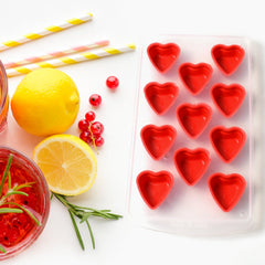 Silicone ice cube tray detail showing fruit shaped molds