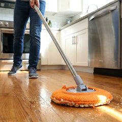 Spin Mop set showing bucket and mop in use