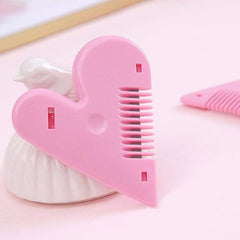 Pink heart shape plastic hair cutting scissors with open blades