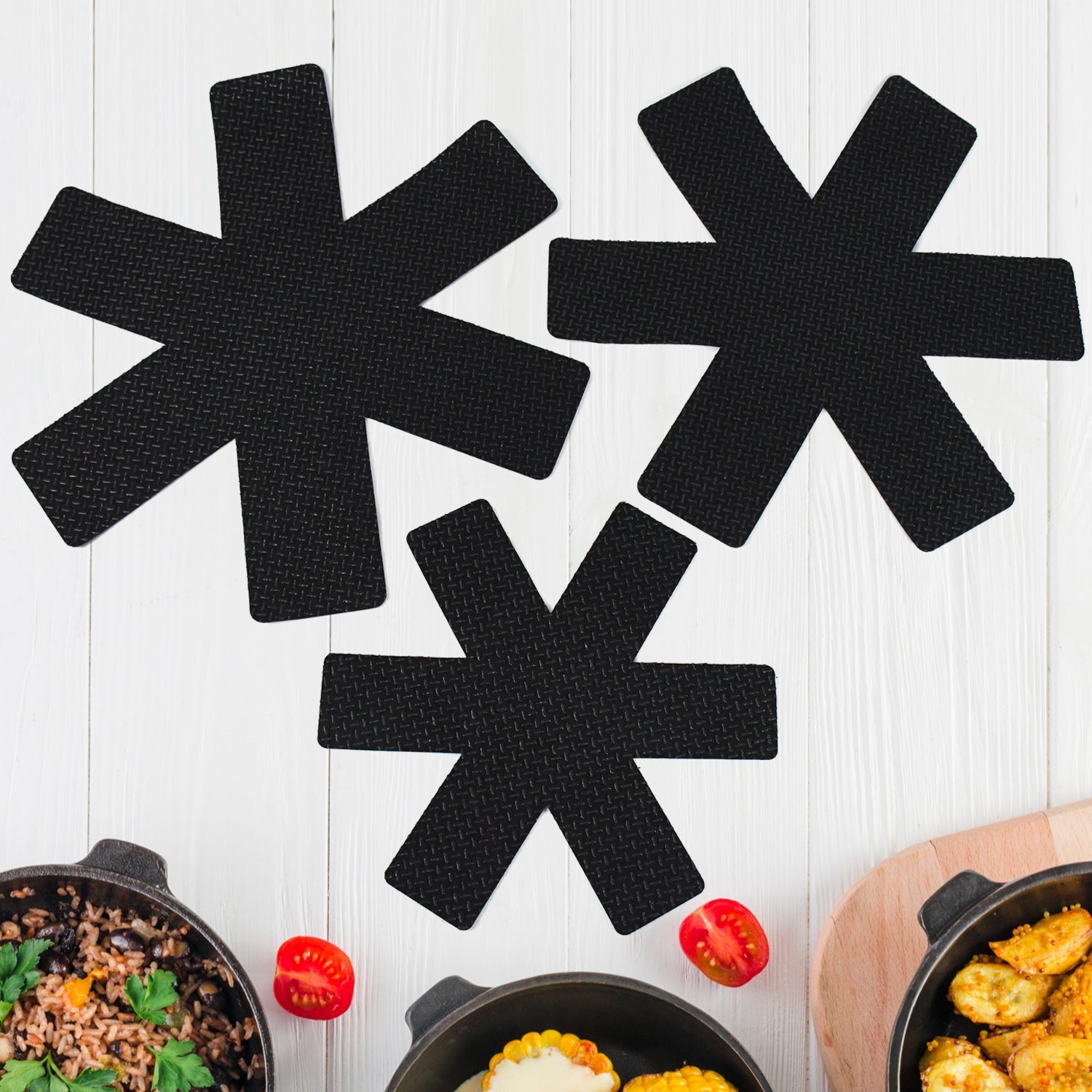 Set of 3 felt pots and pans protectors in black