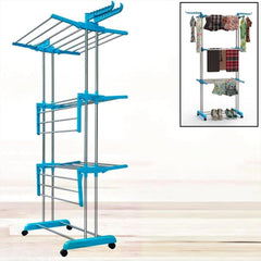 Stainless Steel Foldable Clothes Drying Stand with Wheels