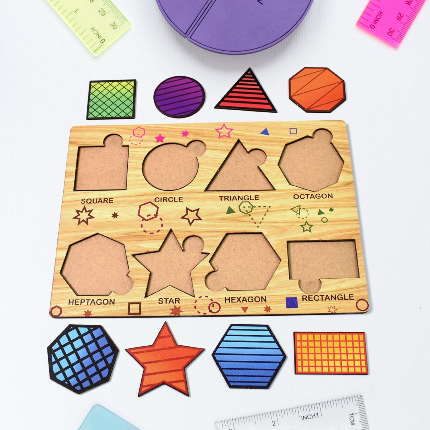 Wooden Geometry Explorer triangle puzzle board