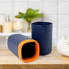 Compact oval shaped plastic toothbrush storage case