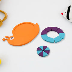 Completed snail puzzle assembled by child