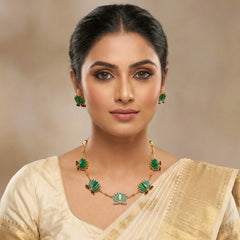 Traditional Necklace Jewellery Set with Lotus Motif
