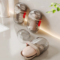 Clear plastic soap dish designed for travel