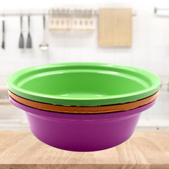Top view of plastic round bowl showing size and depth