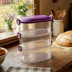 Stacked food storage containers for kitchen organization