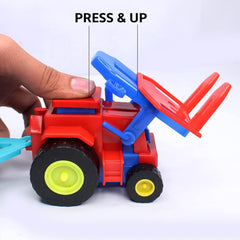 BrickHaul Tractor Toy with Trolley Loaded