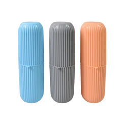 Capsule travel cases in various colors, showing open & closed