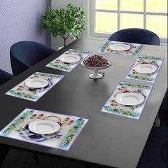 Side view of multicolor reversible dining placemats