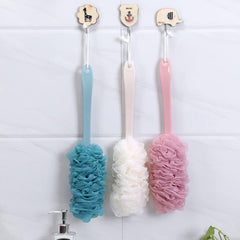 Soft back brush with ergonomic long handle