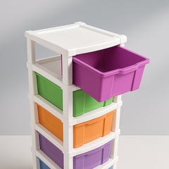 Hue flex plastic storage cabinet with six drawers
