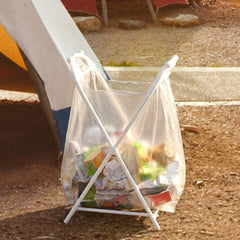 Portable garbage bag support frame