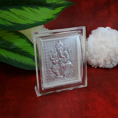 Side view of Silver-Plated Lord Ganesha Picture Frame for home altar