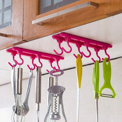 Pink hanging hook organizer with 6 hooks