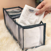 Organivo 7 Grid Clothes Organizer filled with folded jeans & t-shirts