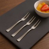 Apex stainless steel fruit forks set with mirror finish