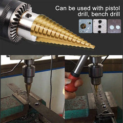Step drill bit angled view