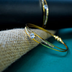 Women's Brass & Stone Adjustable Kadli Bangle