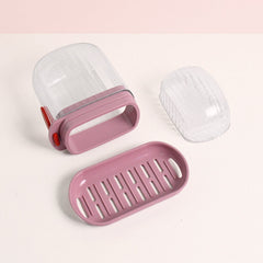 Oval shaped soap guard box with detachable drain tray