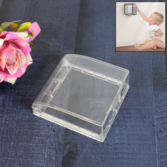 Clear weatherproof outdoor outlet cover protecting a plug