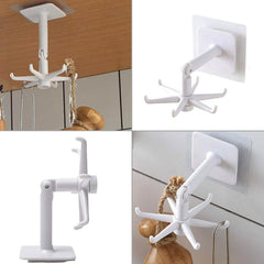 Wall hook rotated vertically under kitchen cabinet