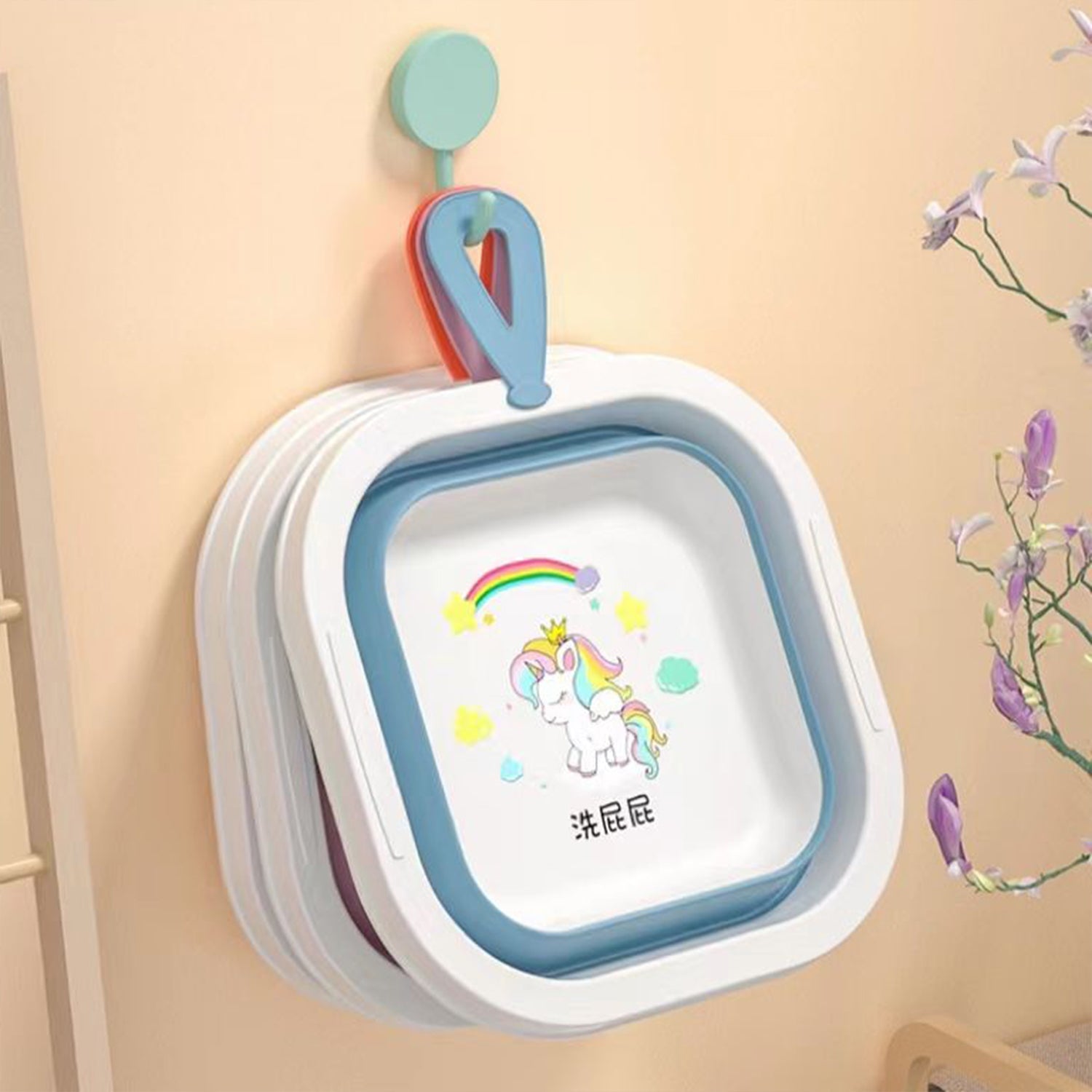 17511 Wash Basin, Space Saving Multi Function Foldable Baby Wash basin Easy Clean Lightweight Thicken for Washing Face for Home (28Ã—28 Cm / 1 pc)