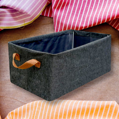 Foldable Cotton Linen Storage Box with Handles – 45 cm Organizer