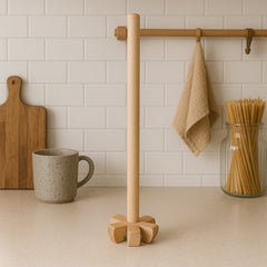 Wooden blender on kitchen counter