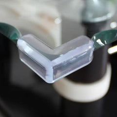 Close-up of silicone corner protector on desk