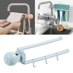 Sink faucet hanging towel and cleaning tool holder on tap