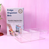 Clear plastic stackable refrigerator organizer bin with handle