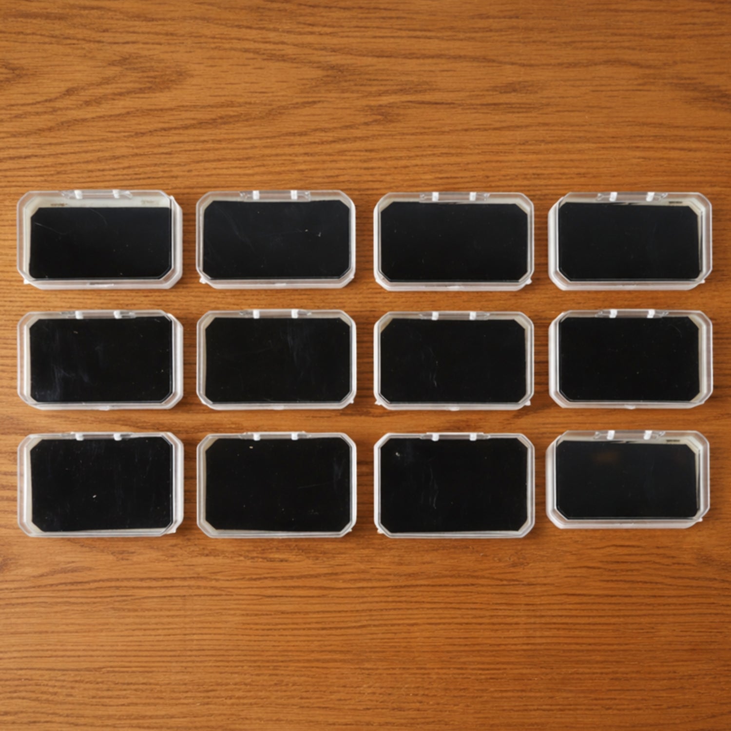 12-piece rectangle mini jewellery storage box set with soft inner base for rings and earrings