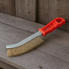 Stainless steel wire hand brush with curved handle