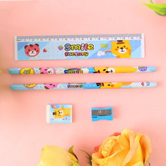 Single wooden pencil with a cartoon character print