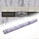 Adhesive marble kitchen wallpaper roll with white and grey textures