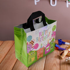 Sturdy base of birthday gift bag shown
