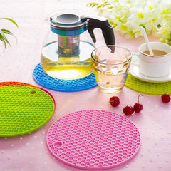 Round silicone trivet heat-resistant non-slip mat