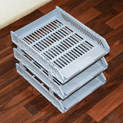 Three-layer office file rack drawer on desktop