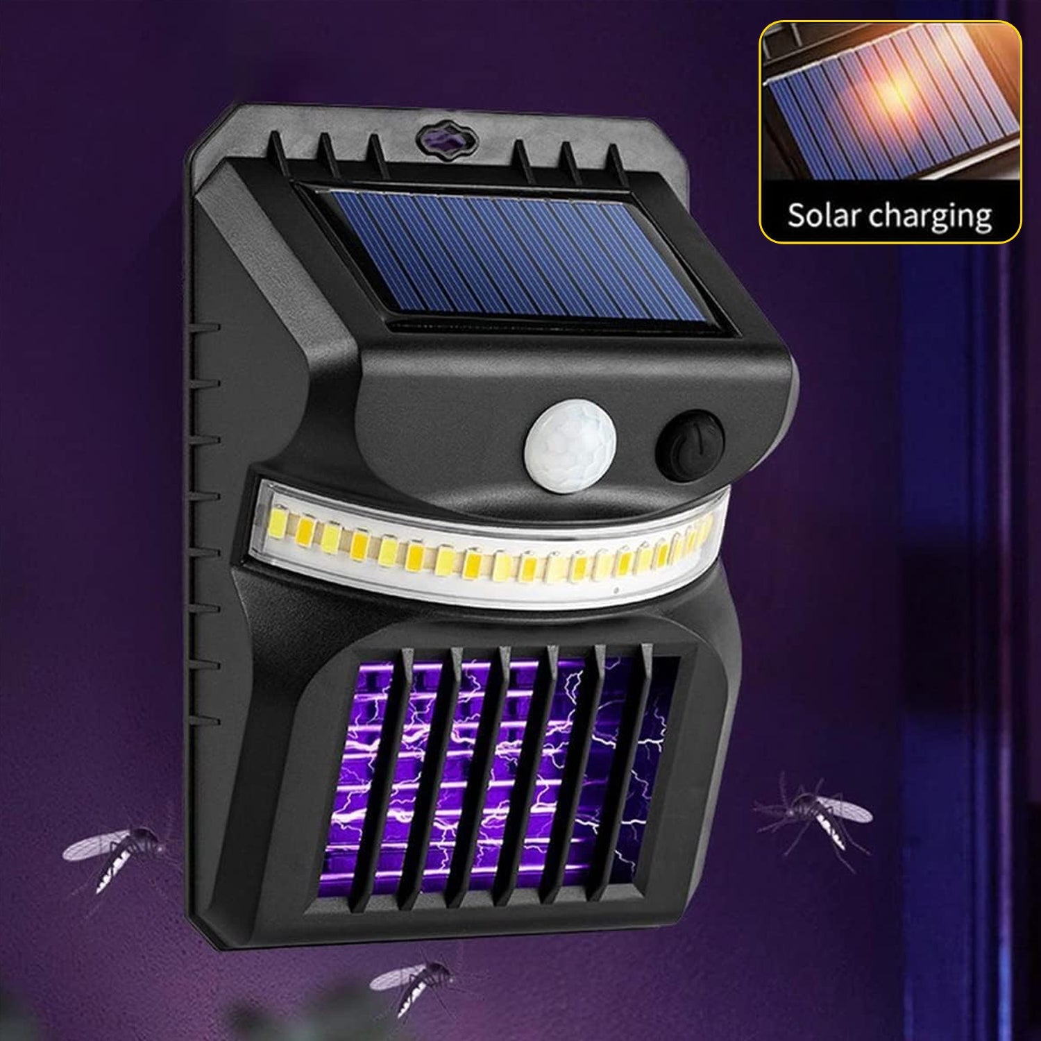 2-in-1 Solar Bug Zapper and Motion Sensor Wall Light