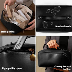 Stylish black travel essentials pouch with zipper
