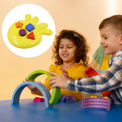 Close-up of colorful shape sorter blocks for kids