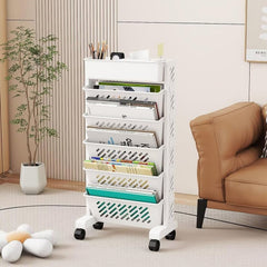 Mobile plastic storage shelf with easy access
