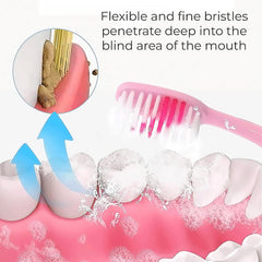 Long handle ergonomic 2-in-1 toothbrush and tongue scraper