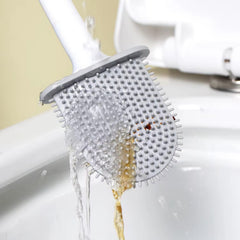 Silicone toilet brush hanging on bathroom wall mount