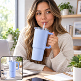 750 ml Travel Tumbler with Straw and Handle, Cup Holder Friendly Sipper (1 Pc)