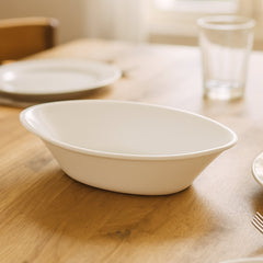 Plastic Marin Serving Bowl – Elegant Oval Deep Bowl (1 Pc / White)