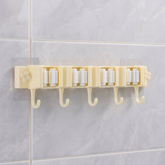 Wall-Mount Broom & Mop Holder with Hooks