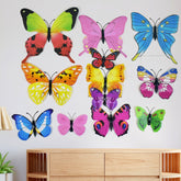 Colorful 3D butterfly wall stickers arranged on wall